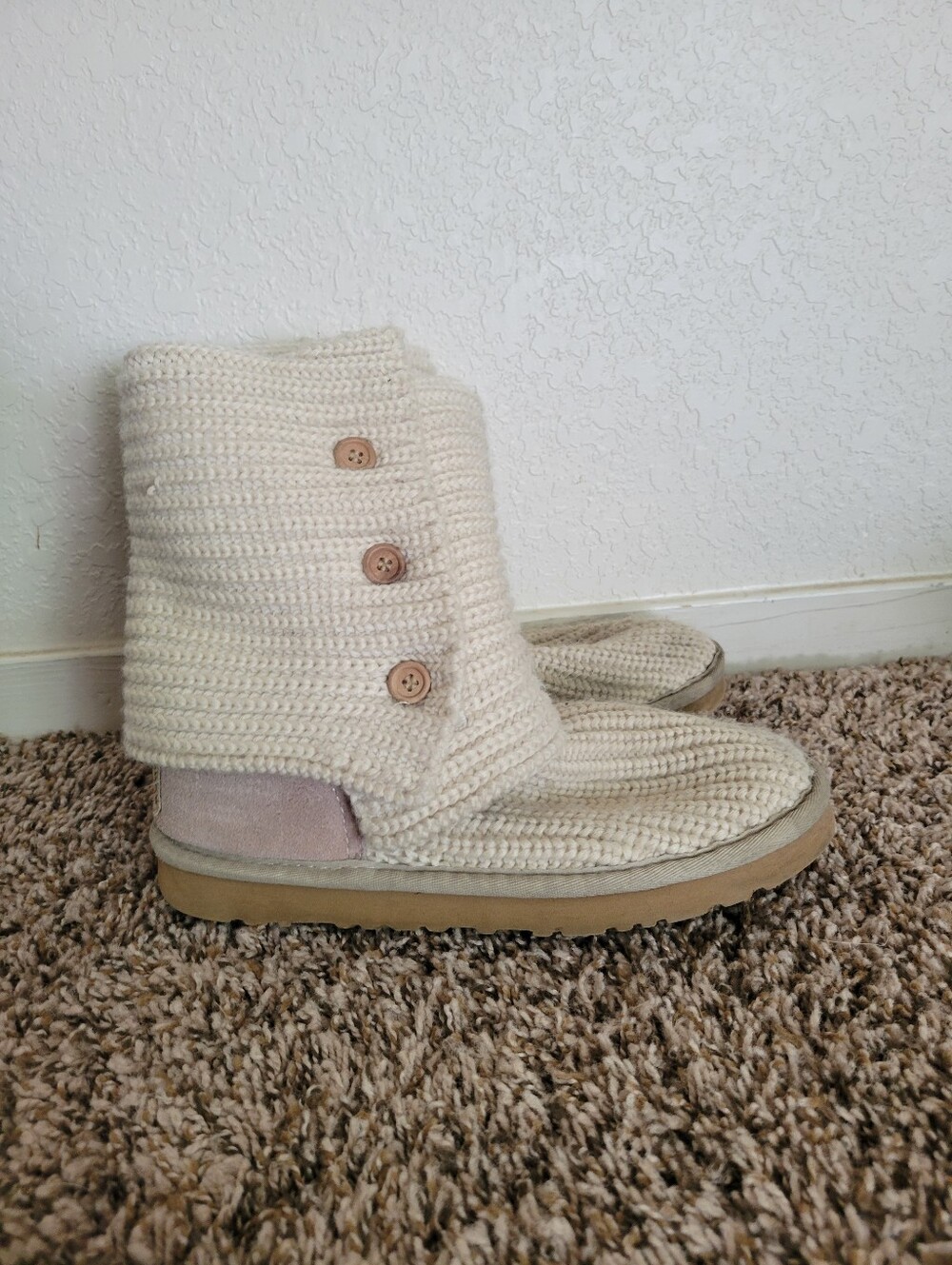 UGG Cream Knit Button-Up Cozy Boots